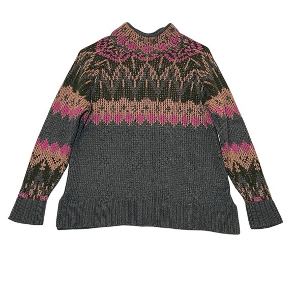 Anthropologie Josephine Mock Neck Sweater Wool Blend Petite XS Italy Gray Pink - Picture 5 of 11